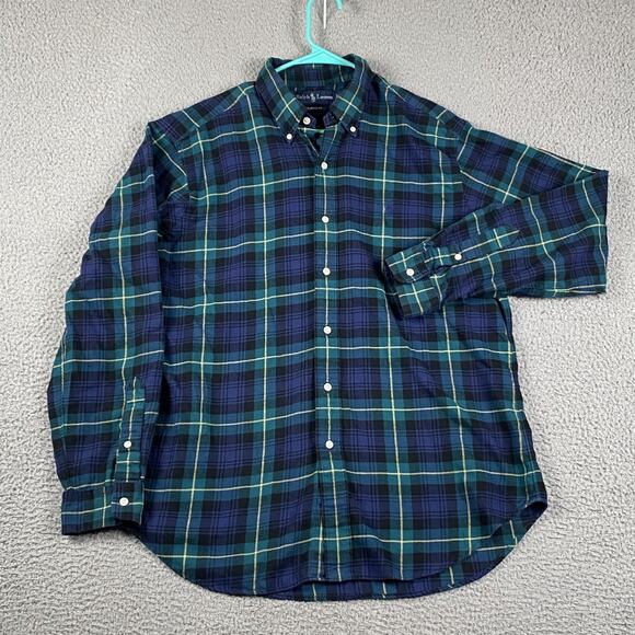 VTG Ralph Lauren Classic Fit Button Down Shirt Men's Large Plaid Causal Preppy - Picture 2 of 9